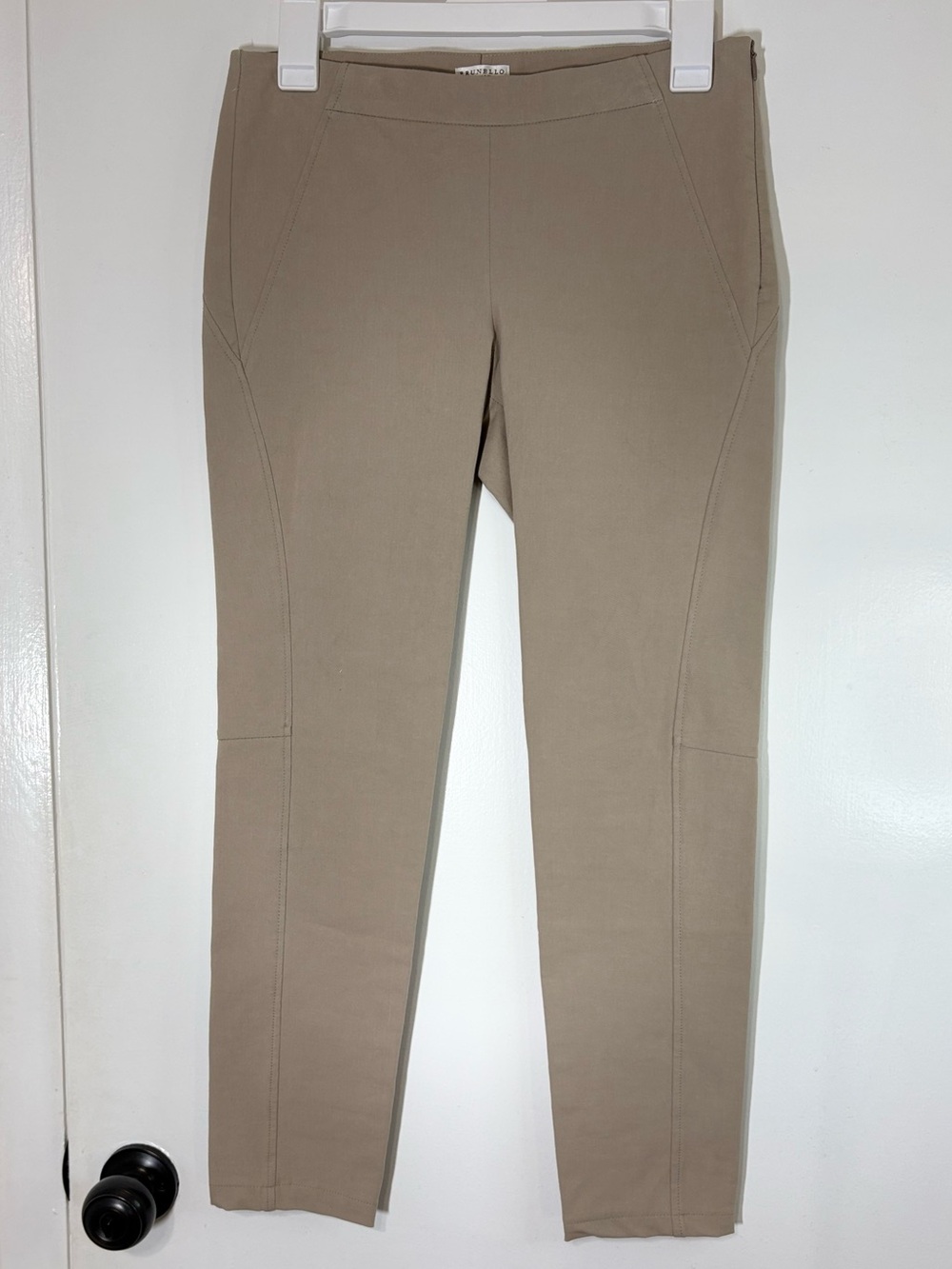 Brunello Cucinelli Women Skinny Equestrian Minimalist Italian Cream Pants Sz 4 - Picture 2 of 16